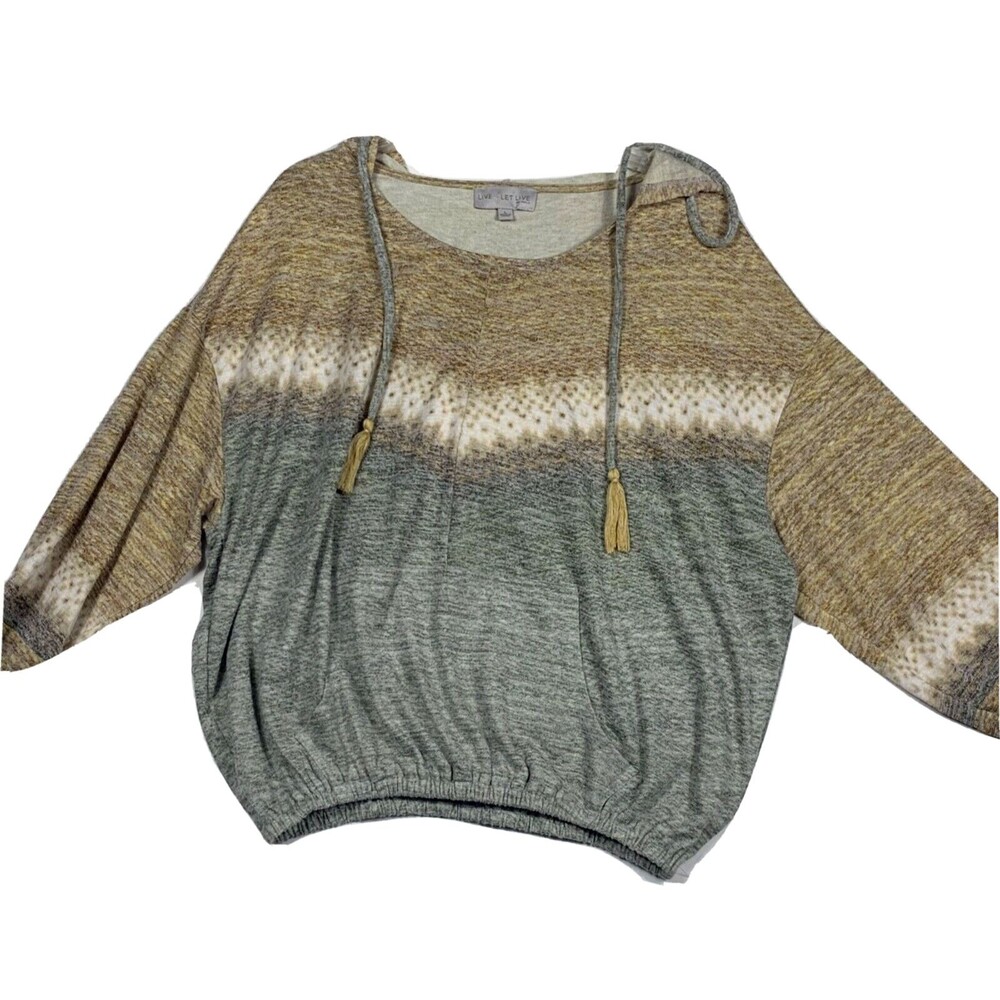 Live Let live One World Shirt Womens Large Thin Hooded Pull Over Drop Shoulder